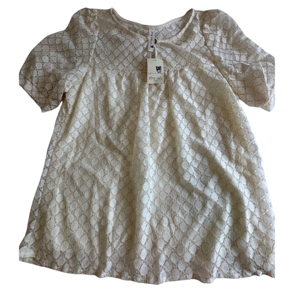 NWT Pretty cream lace top from Pink Owl sparkly size L